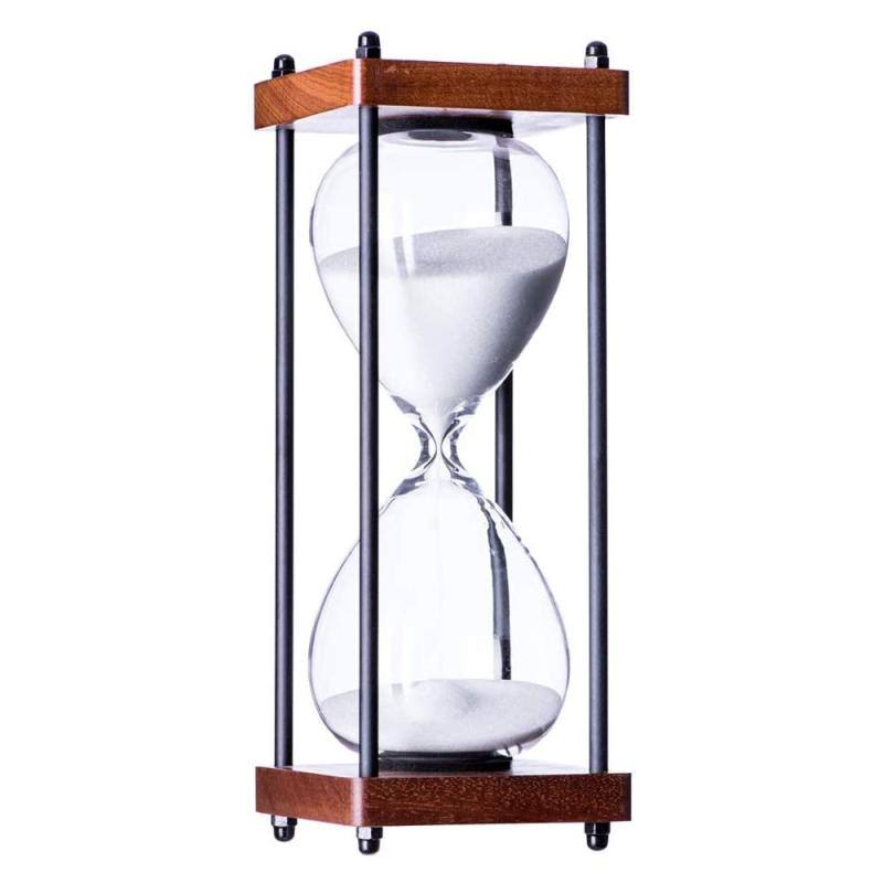 Wooden Hourglass Timer - White Decorative Sand Timer for Home Office, Kitchen, Meditation & Desk Decor - Image 1