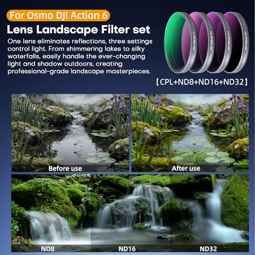 REYGEAK CPL ND Filter Set for DJI Osmo Action 6,CPL ND8 ND16 ND32,Multi-Coated HD Optical Glass,Neutral Density Polarizing Lens Filters for DJI Osmo Action Accessories,Aluminum Frame - Image 3