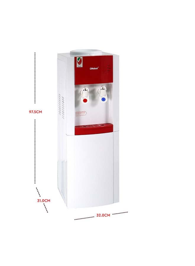 Nobel Water Dispenser Free Standing White Cabinet NWD2000 White/Red - Image 2