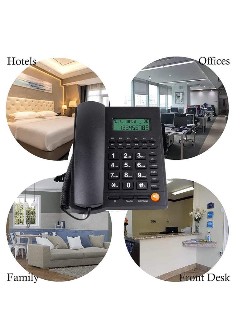 Corded Telephone for Desk Wired Landline Desktop House Phone with Speaker Seniors Caller ID Single Line Integrated Call Blocking Home Office Hotel Black - Image 4
