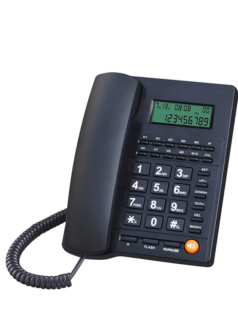 Corded Telephone for Desk Wired Landline Desktop House Phone with Speaker Seniors Caller ID Single Line Integrated Call Blocking Home Office Hotel Black - Image 1