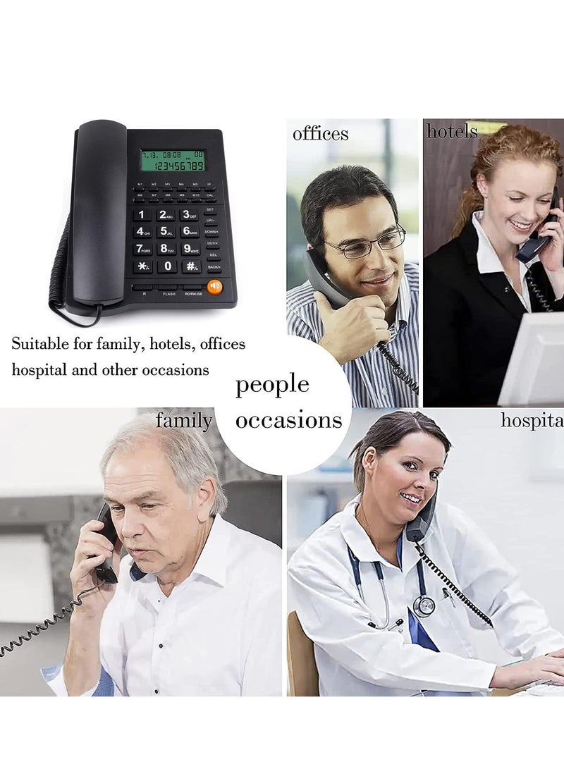 Corded Telephone for Desk Wired Landline Desktop House Phone with Speaker Seniors Caller ID Single Line Integrated Call Blocking Home Office Hotel Black - Image 3