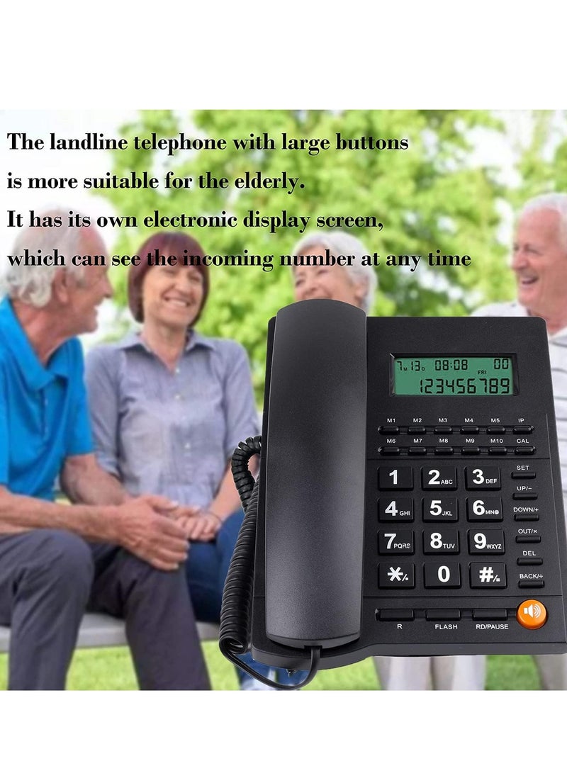 Corded Telephone for Desk Wired Landline Desktop House Phone with Speaker Seniors Caller ID Single Line Integrated Call Blocking Home Office Hotel Black - Image 2