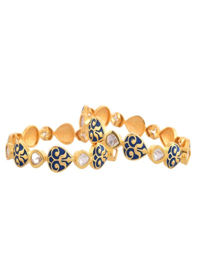 VOYLLA Pashmina Rimsha Bangles |Bangles For Women|Bangles Set For Women|Wedding|Party|Gift For Women|Enameled|Kundan Bangles| - Image 4