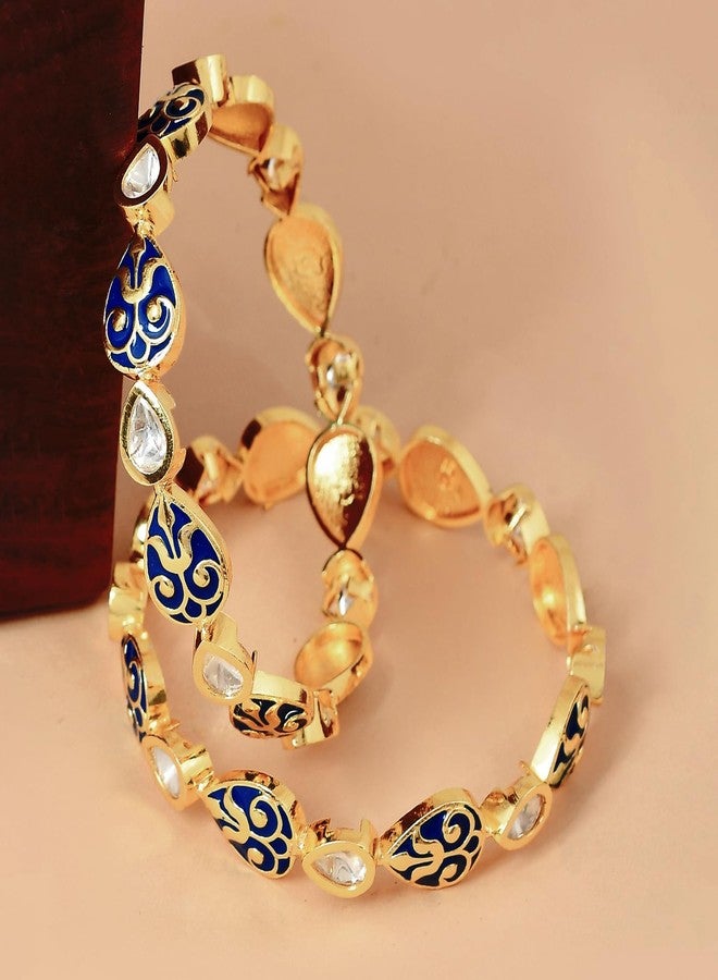 VOYLLA Pashmina Rimsha Bangles |Bangles For Women|Bangles Set For Women|Wedding|Party|Gift For Women|Enameled|Kundan Bangles| - Image 2