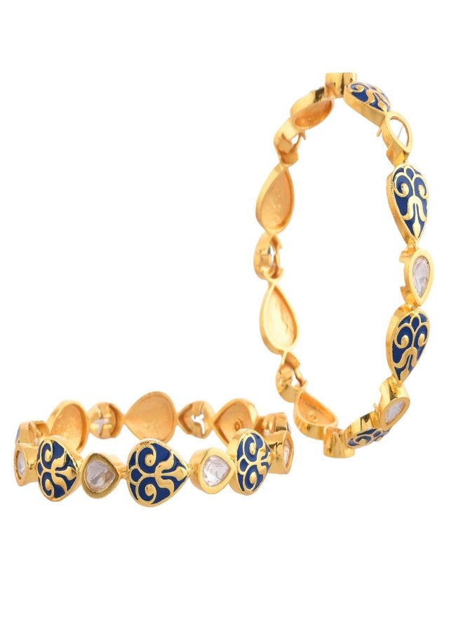 VOYLLA Pashmina Rimsha Bangles |Bangles For Women|Bangles Set For Women|Wedding|Party|Gift For Women|Enameled|Kundan Bangles| - Image 1