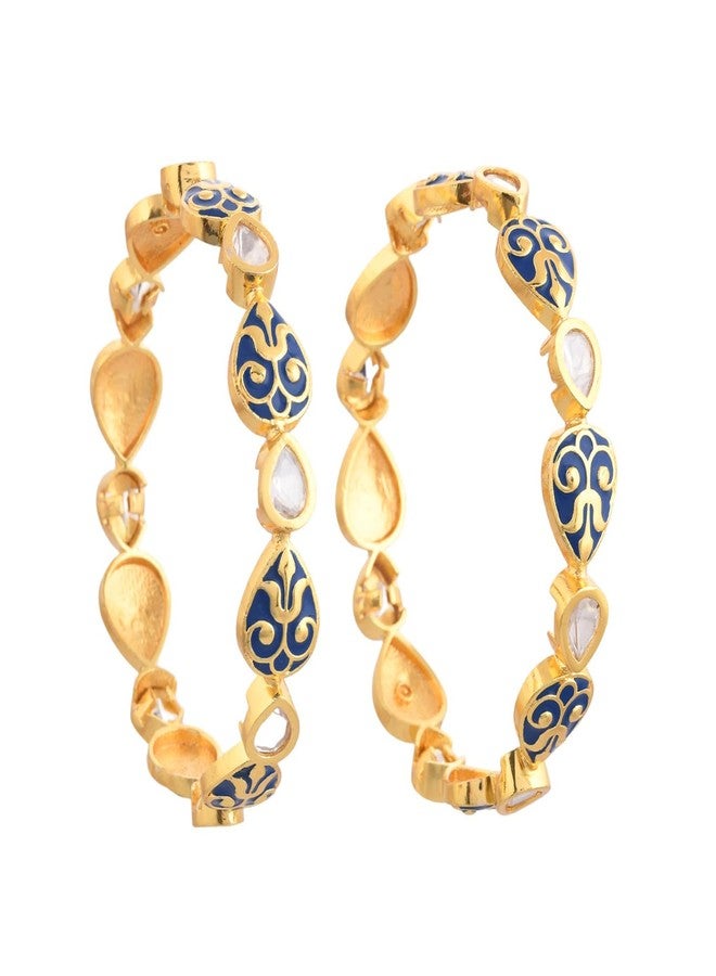 VOYLLA Pashmina Rimsha Bangles |Bangles For Women|Bangles Set For Women|Wedding|Party|Gift For Women|Enameled|Kundan Bangles| - Image 5