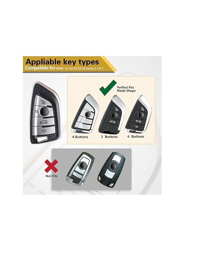 OUYoo Key Fob Cover Case, Keychain, Metal Shell Cover Compatible for BMW 2 3 5 7 Series X1 X2 X3 X5 X6 X7 X5m Z4 M3 M5 M6 G05 G20 G30 G31 G80 F10 F15 Series Premium TPU all-inclusive key case with key chain.（Blue） - Image 2