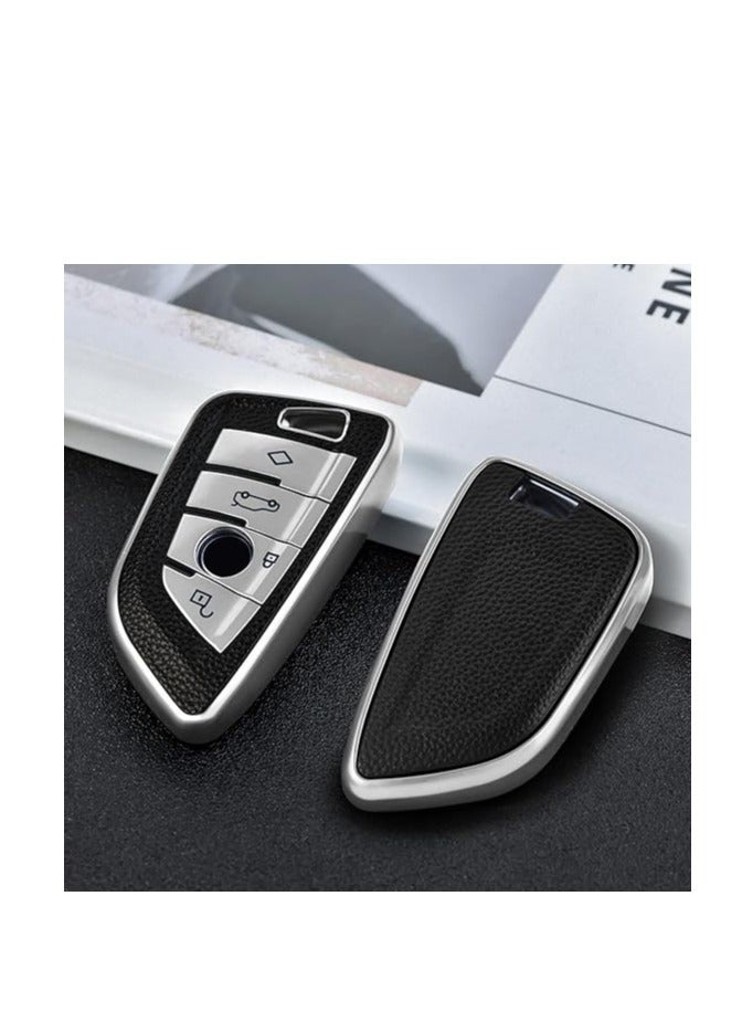 OUYoo Key Fob Cover Case, Keychain, Metal Shell Cover Compatible for BMW 2 3 5 7 Series X1 X2 X3 X5 X6 X7 X5m Z4 M3 M5 M6 G05 G20 G30 G31 G80 F10 F15 Series Premium TPU all-inclusive key case with key chain.（Blue） - Image 3