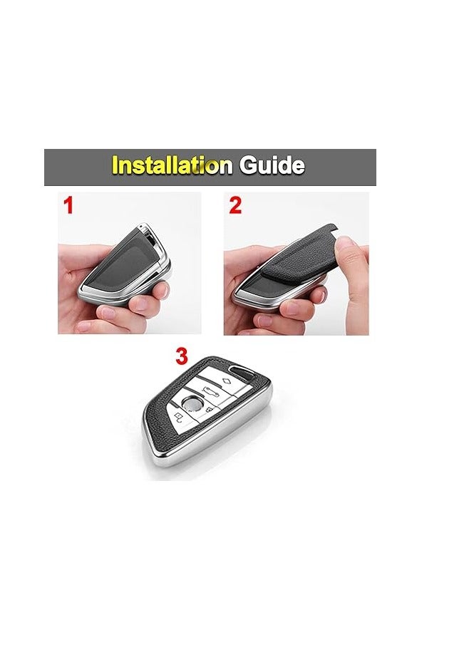 OUYoo Key Fob Cover Case, Keychain, Metal Shell Cover Compatible for BMW 2 3 5 7 Series X1 X2 X3 X5 X6 X7 X5m Z4 M3 M5 M6 G05 G20 G30 G31 G80 F10 F15 Series Premium TPU all-inclusive key case with key chain.（Blue） - Image 5