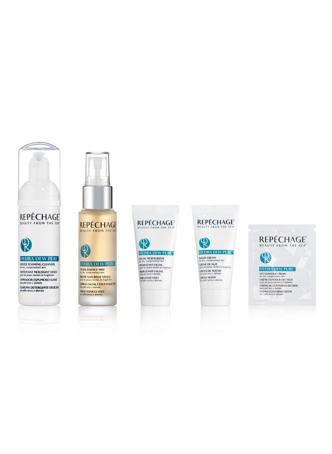 Repechage Hydra Facial Kit For Dry To Compromised Skin Hydra Dew Pure Gentle Foaming Face Cleanser Facial Essence Mist Moisturizer Cream Night And Eye Contour Gel Home Care 5Step Kit. - Image 3