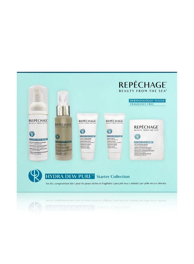 Repechage Hydra Facial Kit For Dry To Compromised Skin Hydra Dew Pure Gentle Foaming Face Cleanser Facial Essence Mist Moisturizer Cream Night And Eye Contour Gel Home Care 5Step Kit. - Image 1