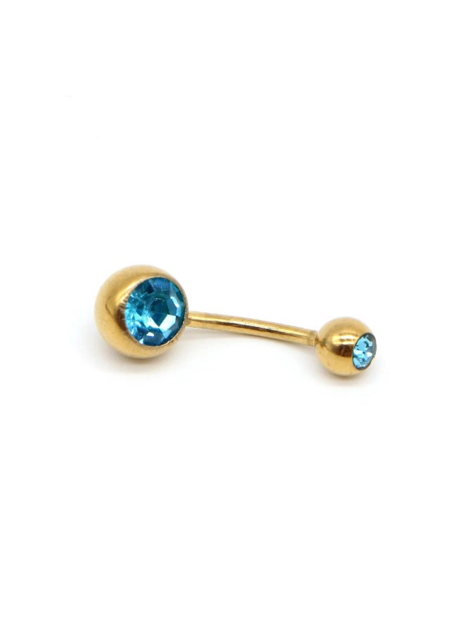 The Black Pearl Accessories Blue Zirconic Stainless Steel Golden Belly Piercing - Image 2