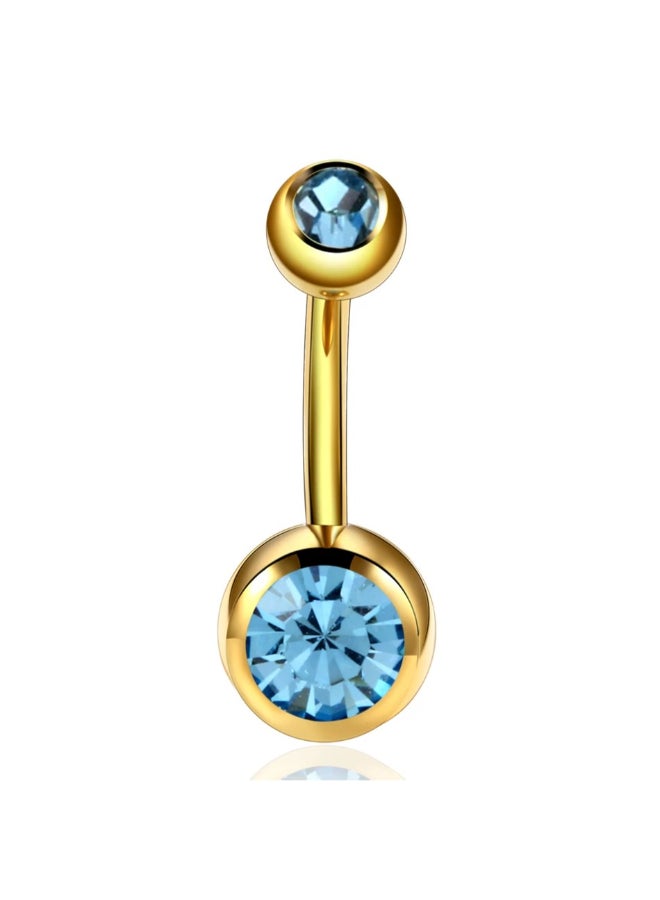 The Black Pearl Accessories Blue Zirconic Stainless Steel Golden Belly Piercing - Image 1