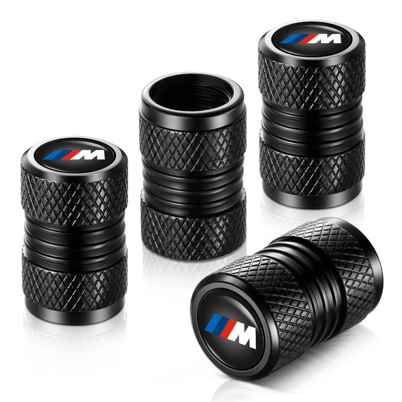 YHEESHIGN Tire Valve Stem Caps Compatible with BMW M Series Stem Cap Universal Car Air Cover Car Accessories for Cars SUV Truck Motorcycles 4pcs Black - Image 3
