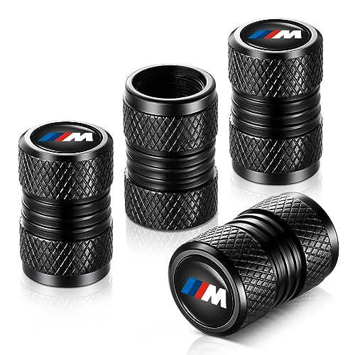 YHEESHIGN Tire Valve Stem Caps Compatible with BMW M Series Stem Cap Universal Car Air Cover Car Accessories for Cars SUV Truck Motorcycles 4pcs Black - Image 1