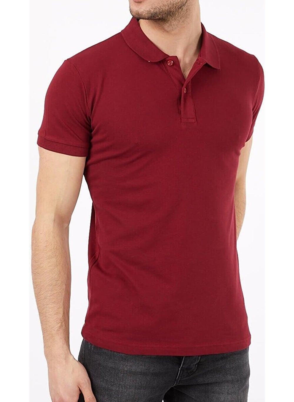 Belifanti Collection Men's Polo Neck T-Shirt Claret Red  - Image 2