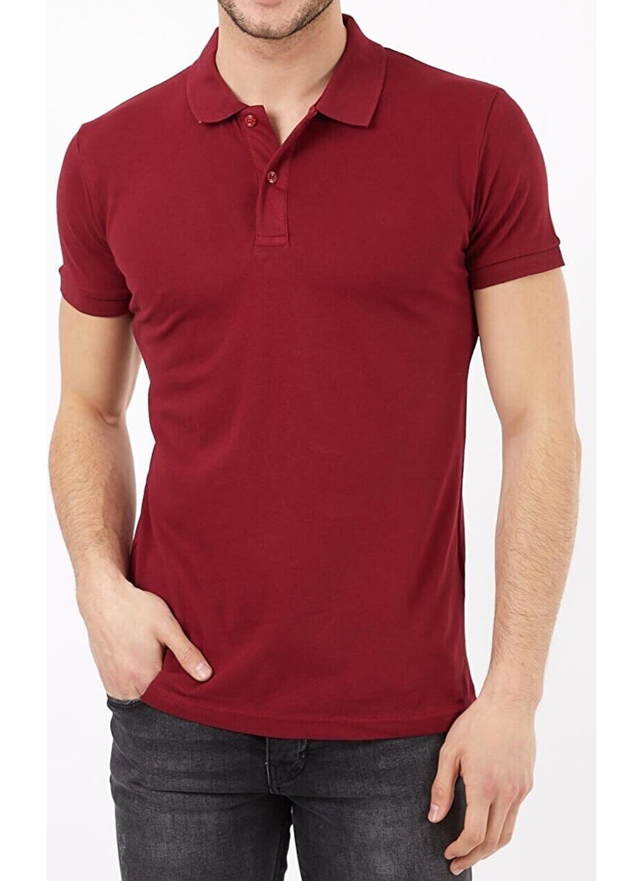 Belifanti Collection Men's Polo Neck T-Shirt Claret Red  - Image 1