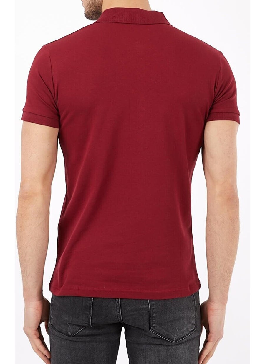 Belifanti Collection Men's Polo Neck T-Shirt Claret Red  - Image 3