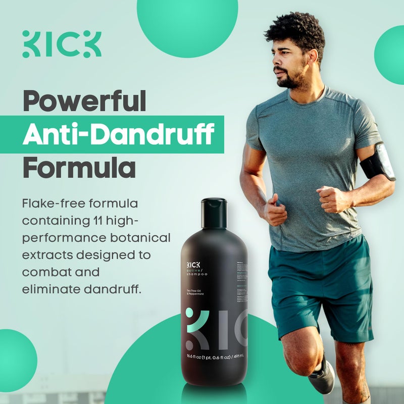 Kick Mens Shampoo - Peppermint & Tea Tree for Oil Control - Sulfate-Free, Refreshing Formula - Anti-Dandruff and Scalp Soothing - Shampoo for Oily Hair - Cruelty-Free - 16.6oz - Image 5
