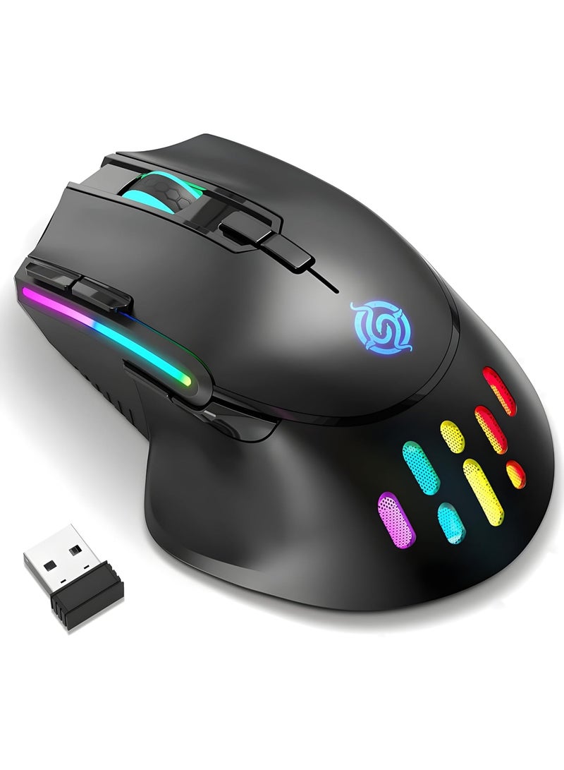 XVersion Wireless Gaming Mouse, Wired and Wireless Dual Modes Rechargeable RGB Gaming Mouse with 7 ons, Ergonomic and 3 Adjustable DPI Levels up to 3200 DPI for PC Laptop Gamer - Image 1