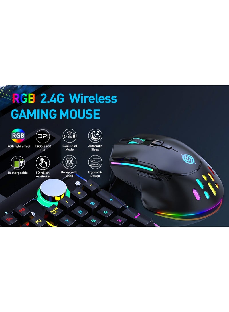 XVersion Wireless Gaming Mouse, Wired and Wireless Dual Modes Rechargeable RGB Gaming Mouse with 7 ons, Ergonomic and 3 Adjustable DPI Levels up to 3200 DPI for PC Laptop Gamer - Image 4