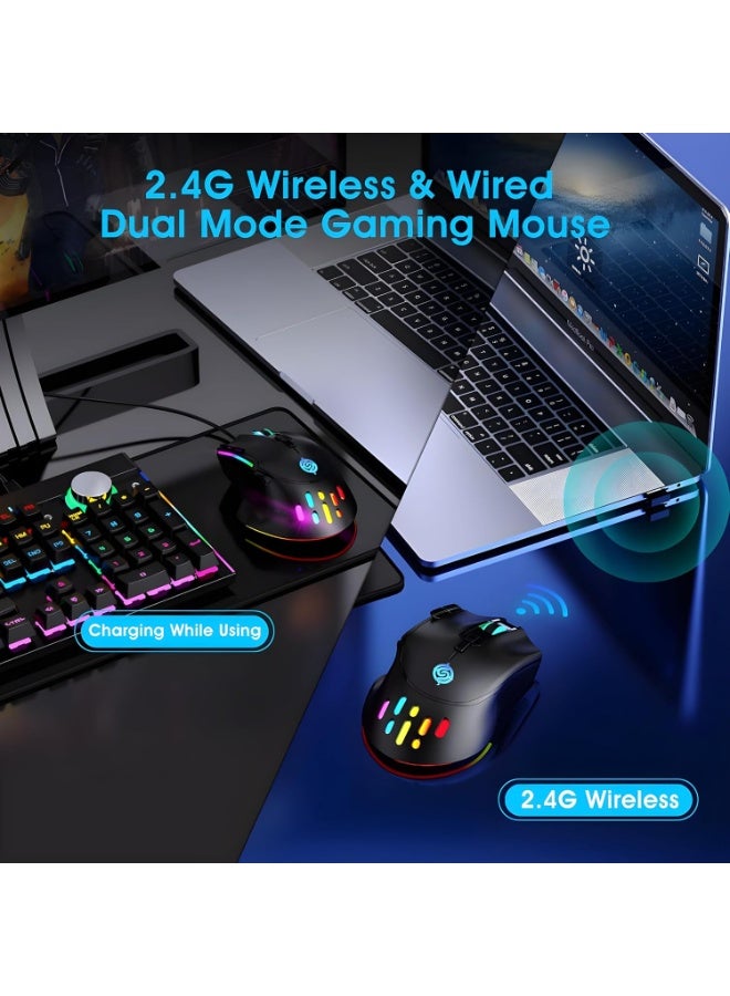 XVersion Wireless Gaming Mouse, Wired and Wireless Dual Modes Rechargeable RGB Gaming Mouse with 7 ons, Ergonomic and 3 Adjustable DPI Levels up to 3200 DPI for PC Laptop Gamer - Image 5