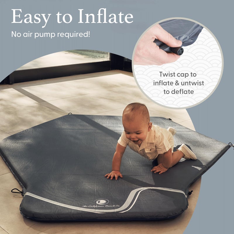 POP 'N GO PLAYPEN Baby Playmat for The Pop 'N Go Baby Playpen - 1.3" Thick Self-Inflating Playmat for Placement Underneath Pop 'N Go Playpen or for Standalone Usage - Soft and Comfy Portable Pad w/Travel Bag - Image 4