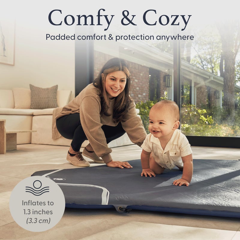 POP 'N GO PLAYPEN Baby Playmat for The Pop 'N Go Baby Playpen - 1.3" Thick Self-Inflating Playmat for Placement Underneath Pop 'N Go Playpen or for Standalone Usage - Soft and Comfy Portable Pad w/Travel Bag - Image 5