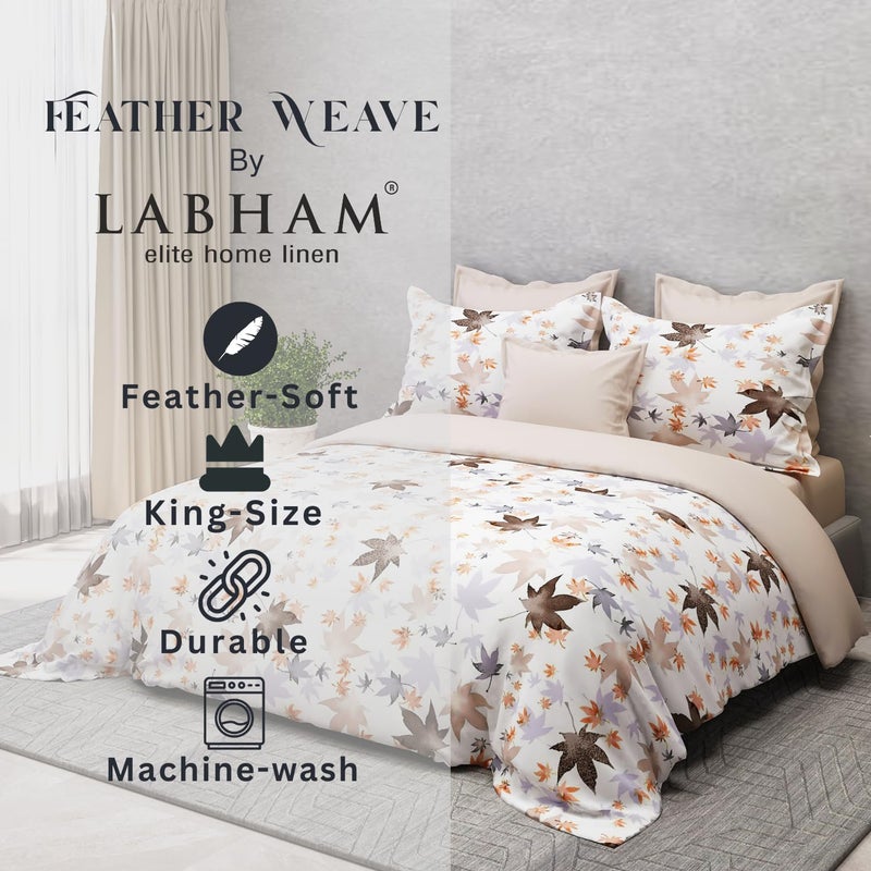 LABHAM® Feather Weave 140 GSM Microfiber Bedsheet Set - King (274x274 cm) with 2 Pillow Covers (46x69 cm) | Rotary Print | Ultra-Soft | for Homes, Hotels, Villas & Guest Houses (Brown) - Image 4