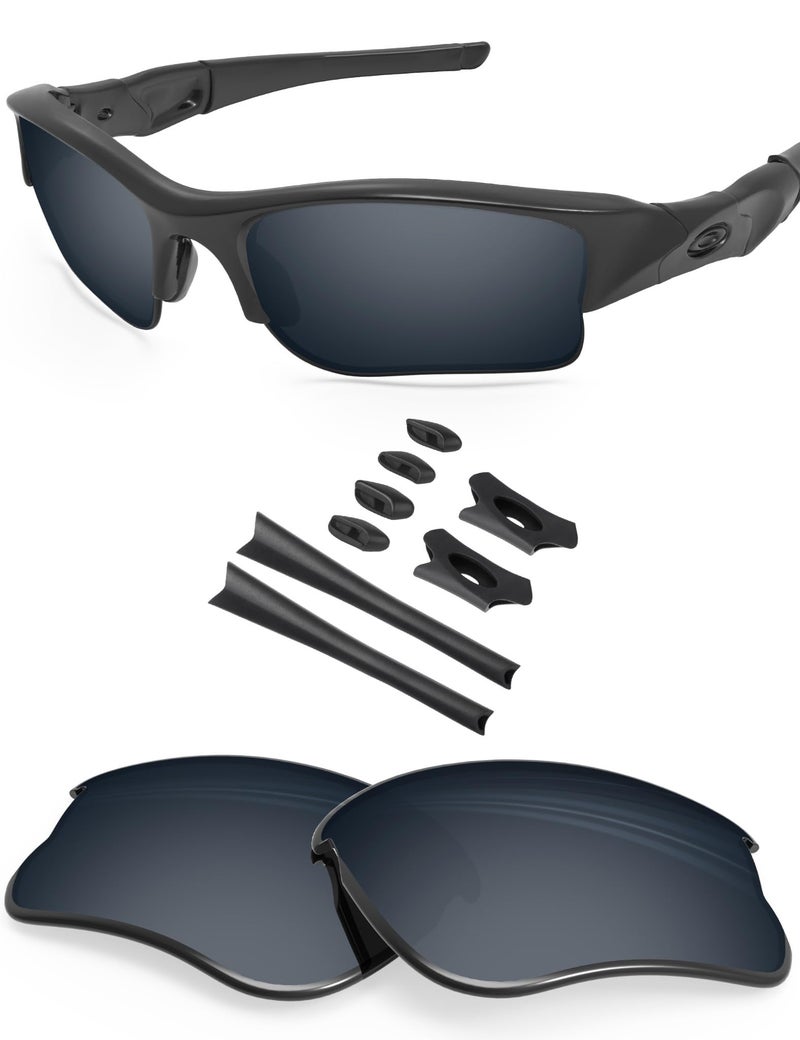BLAZERBUCK Polycarbonate Polarized Replacement Lenses & Sock Kit for Oakley Flak Jacket XLJ OO9009 - Black AR Coated - Image 1