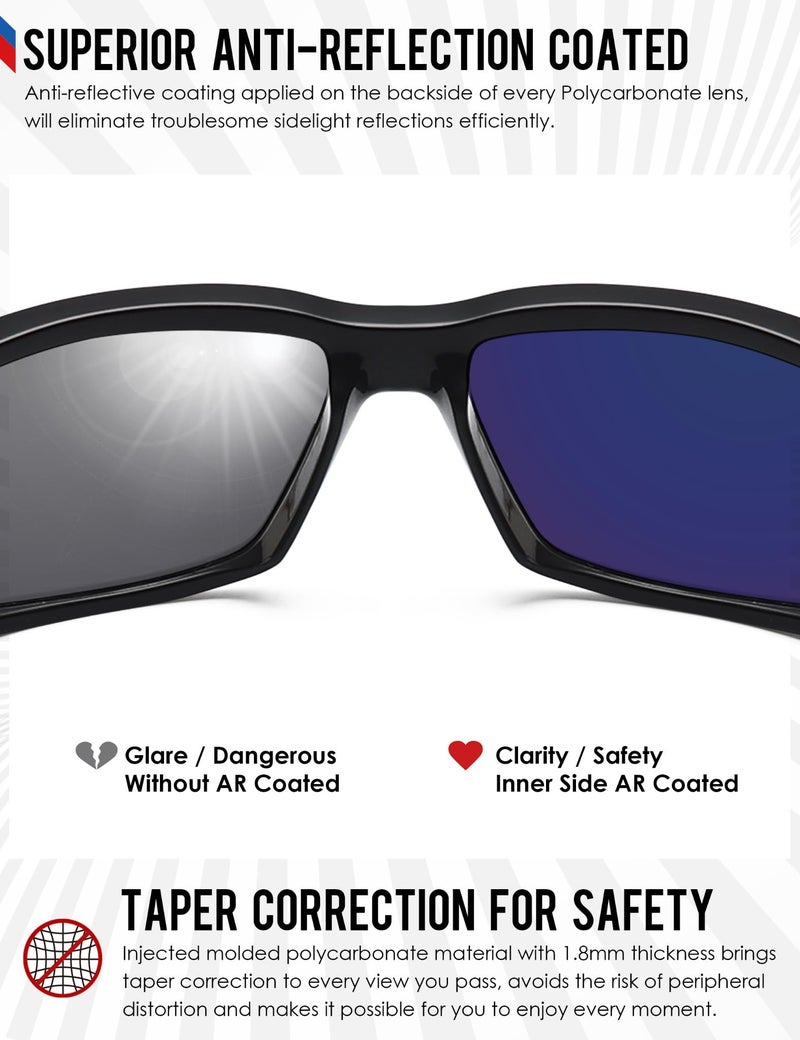 BLAZERBUCK Polycarbonate Polarized Replacement Lenses & Sock Kit for Oakley Flak Jacket XLJ OO9009 - Black AR Coated - Image 4