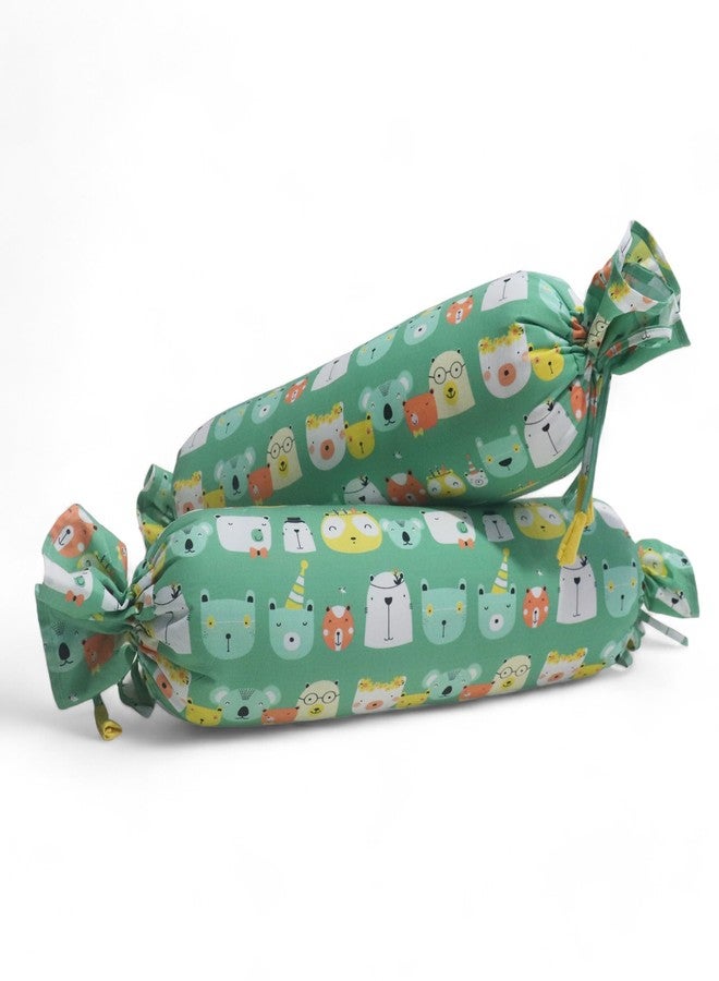 Kradyl Kroft Set of 2 Toddler Side Pillows | 100% Cotton Removable Covers | Leg and Playtime Pillows for Kids Above 12 Months (Green Panda) - Image 2