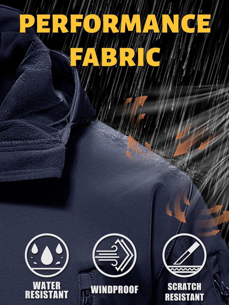 TACVASEN Men's Snow Winter Windproof Fleece Jackets Special Ops Fleece Military Tactical Soft Shell Water Resistant Jacket Hoodie Coat Navy M - Image 2
