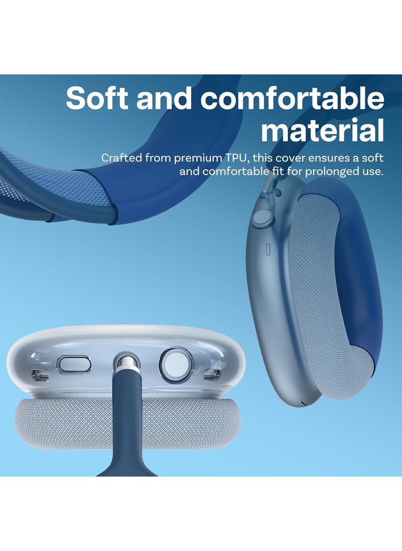 Mmobiel MMOBIEL Protective Kit for AirPods Max  Clear Soft TPU Ear Cup Covers Silicone Ear Pad  Headband Protector  AntiScratch Sweatproof  Comfortable Fit  Blue Transparent  - Image 3