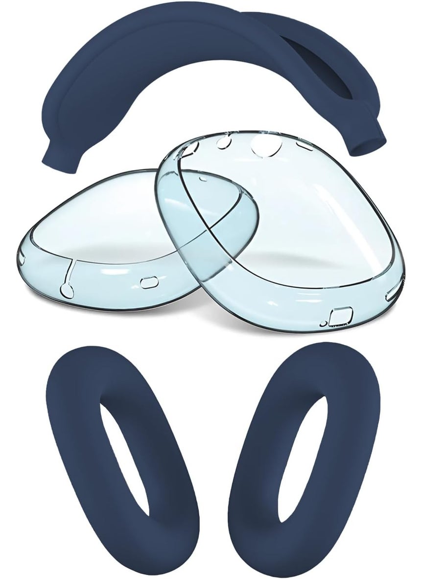 Mmobiel MMOBIEL Protective Kit for AirPods Max  Clear Soft TPU Ear Cup Covers Silicone Ear Pad  Headband Protector  AntiScratch Sweatproof  Comfortable Fit  Blue Transparent  - Image 2