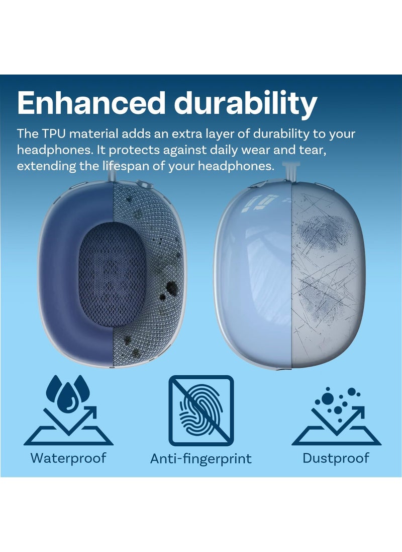 Mmobiel MMOBIEL Protective Kit for AirPods Max  Clear Soft TPU Ear Cup Covers Silicone Ear Pad  Headband Protector  AntiScratch Sweatproof  Comfortable Fit  Blue Transparent  - Image 5