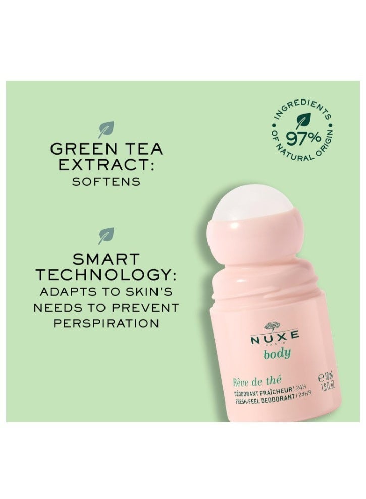 SKYLINE NUXE Body Rêve de Thé Fresh-Feel Roll-On Deodorant 50ml - 24 Hour Odor Protection, Green Tea Infused Deodorant for All-Day Freshness, 50ml - Image 4