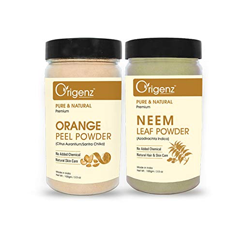 Origenz Orange Peel and Neem Leaves Powders for Healthy Skin, Nourishment, Mask, Helps to Control Tanning, Acne Pimple | 200gm - Image 1