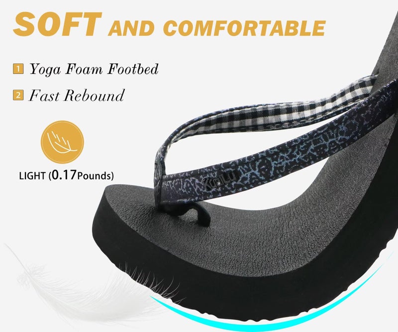 KuaiLu Womens Arch Support Flip Flops Comfortable Yoga Mat Slip on Leather Walking Thong Cushion Sandals Summer Beach Orthotic Slides Travel Essentials Indoor Outdoor Slippers Shoes Black Size 10 - Image 3