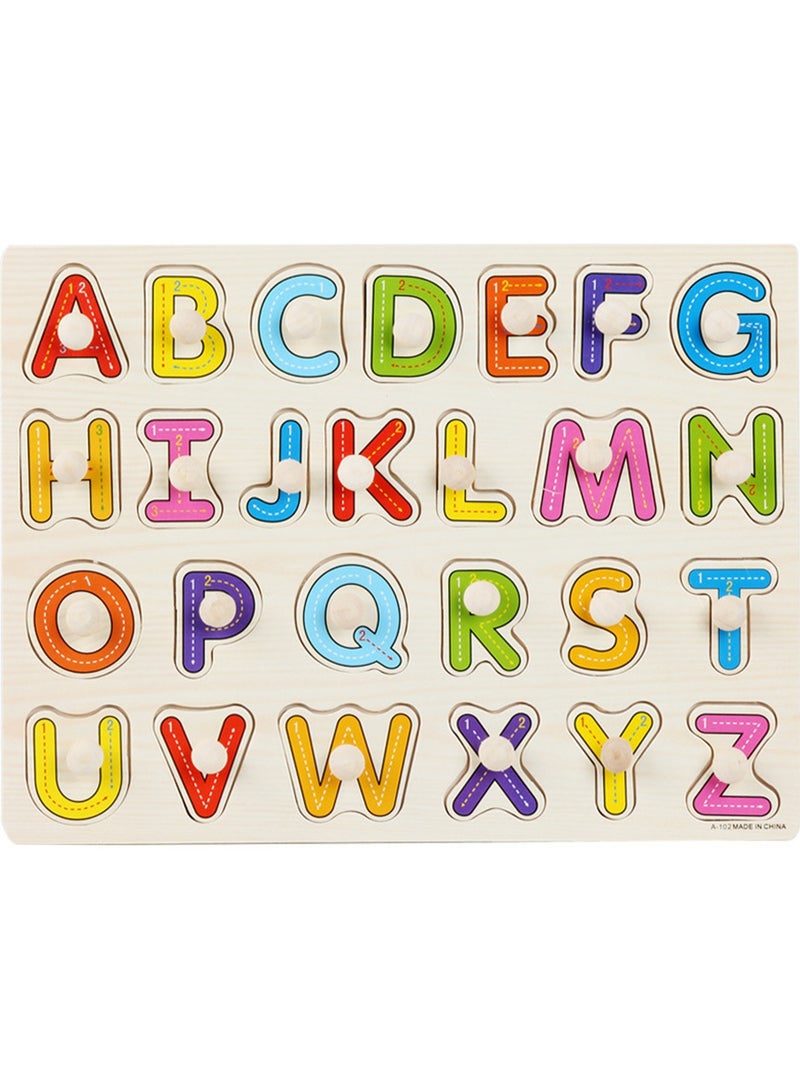 Children's Educational Wooden Cartoon Letter Series Jigsaw Puzzles Suitable Child Gift Bag Pack - Image 1