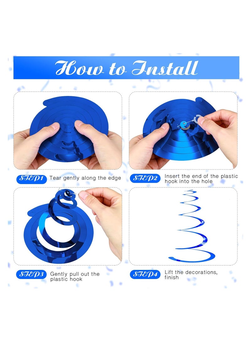 SYOSI Party Swirl Decorations, 30Pcs Foil Swirl Hanging Decoration Plastic Streamer for Ceiling, Whirls Decorations for Birthday Wedding Anniversary Party Decorations, Metallic Hanging Swirl 22" - Image 2