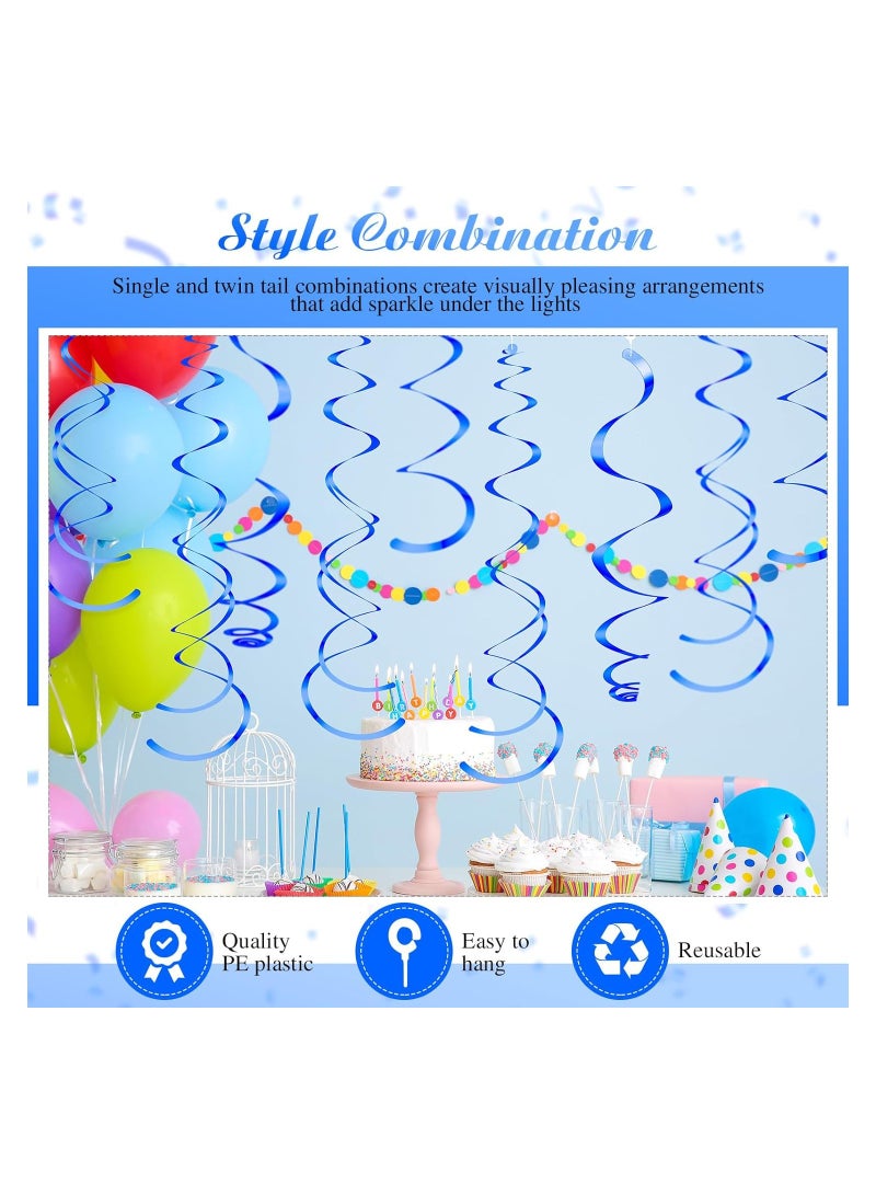 SYOSI Party Swirl Decorations, 30Pcs Foil Swirl Hanging Decoration Plastic Streamer for Ceiling, Whirls Decorations for Birthday Wedding Anniversary Party Decorations, Metallic Hanging Swirl 22" - Image 4