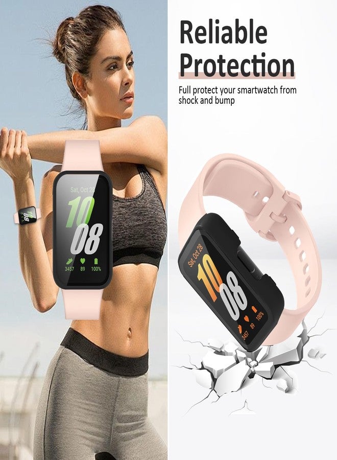 Meliya 2-Pack for Samsung Galaxy Fit 3 Screen Protector Case, Full Protective Tempered Glass Screen Protector Cover Case for Samsung Galaxy Fit 3 Smartwatch for Women Men (Black/Black) - Image 4