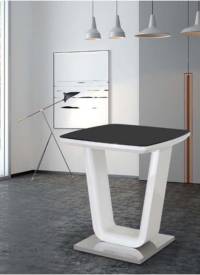 DANUBE HOME Salvador End Table Multifunctional Living Room Small Desk Space Saving Square Side Table For Modern Home Black/White 55x55x60 cm 