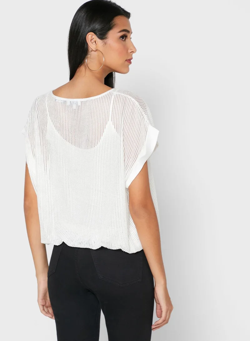 SALSA Boat Neck Mesh Top