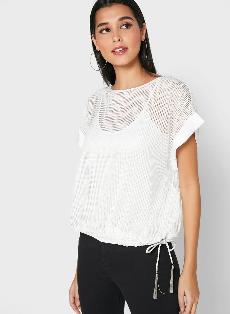 SALSA Boat Neck Mesh Top