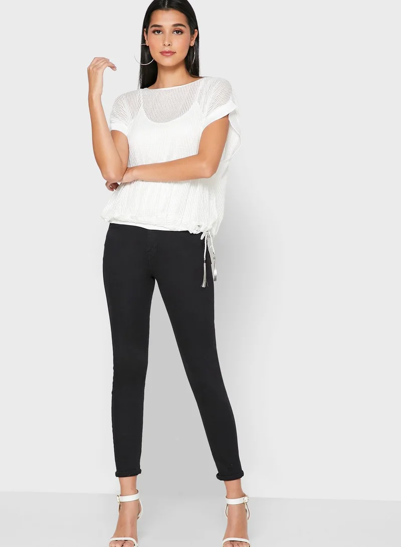 SALSA Boat Neck Mesh Top