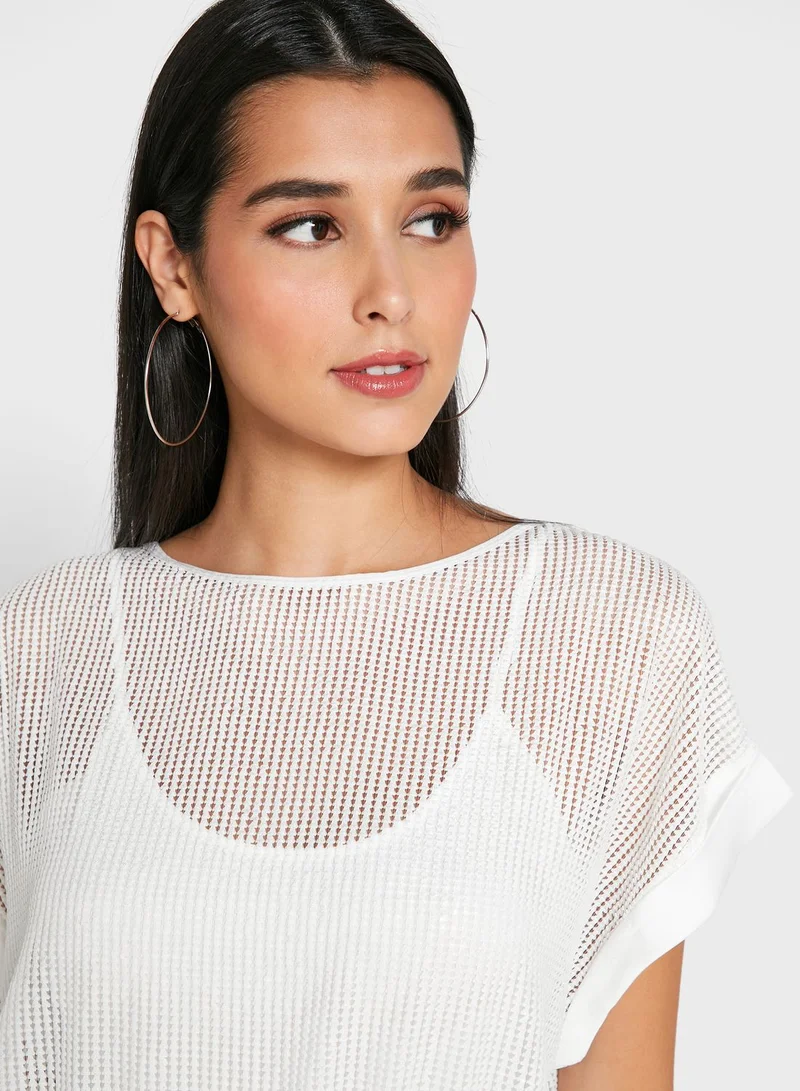 SALSA Boat Neck Mesh Top
