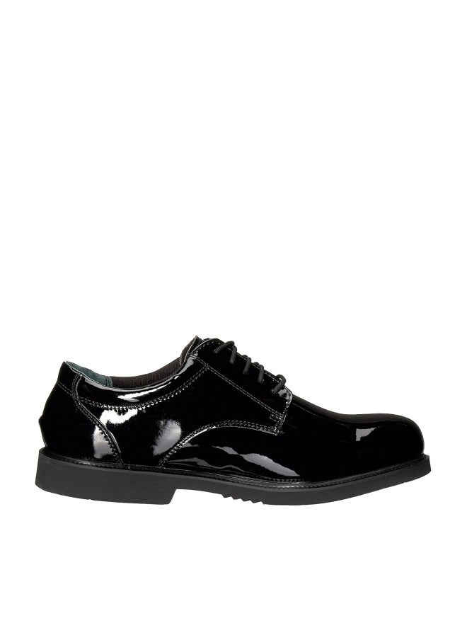 Thorogood Uniform Classics High-Gloss Black Poromeric Oxford Dress Shoes for Men and Women with EVA Cushion Flex Footbed and Non-Marking Non-Slip Rubber Outsole, Black, 11.5 W US - Image 1